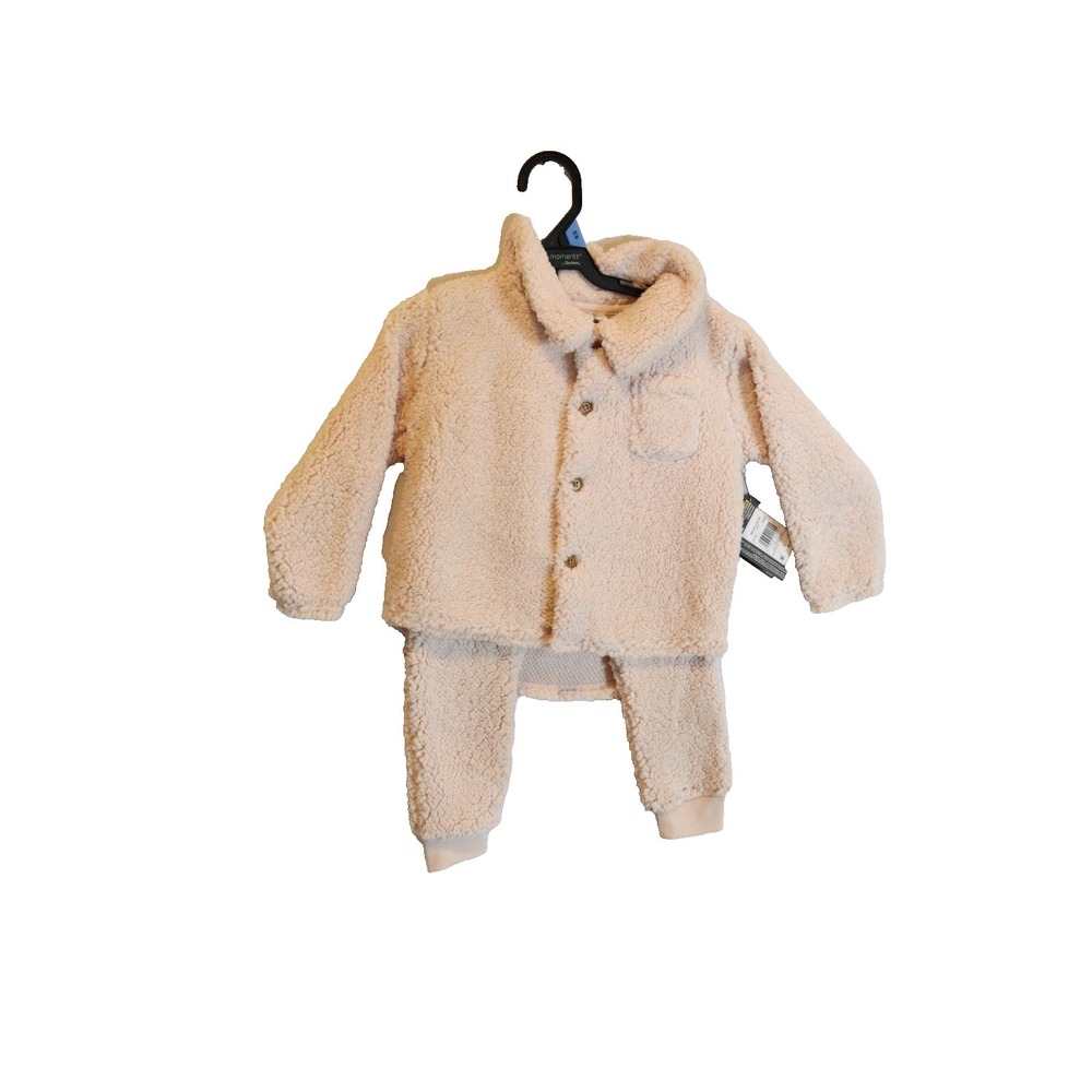 Gerber Baby Girls 24M Light Pink Sherpa Fleece Button Front Jacket and Pants Set